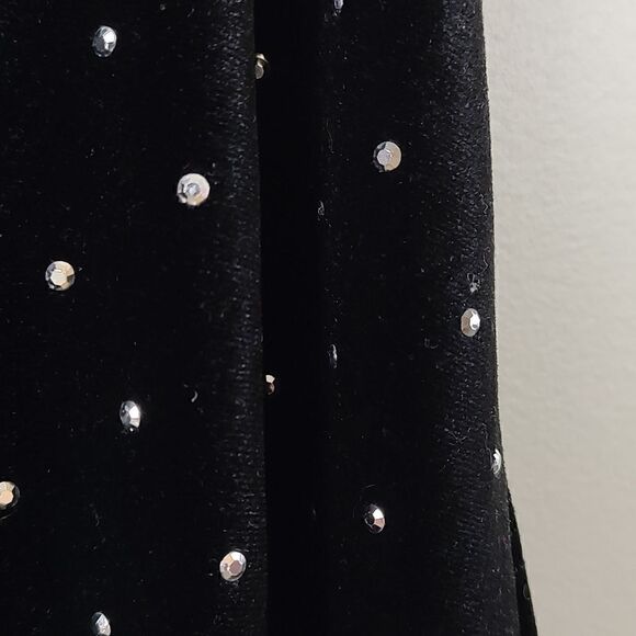 H&M Black Velvet Spaghetti Strap Rhinestone Studded Dress Y2K Size XXL - Picture 7 of 9